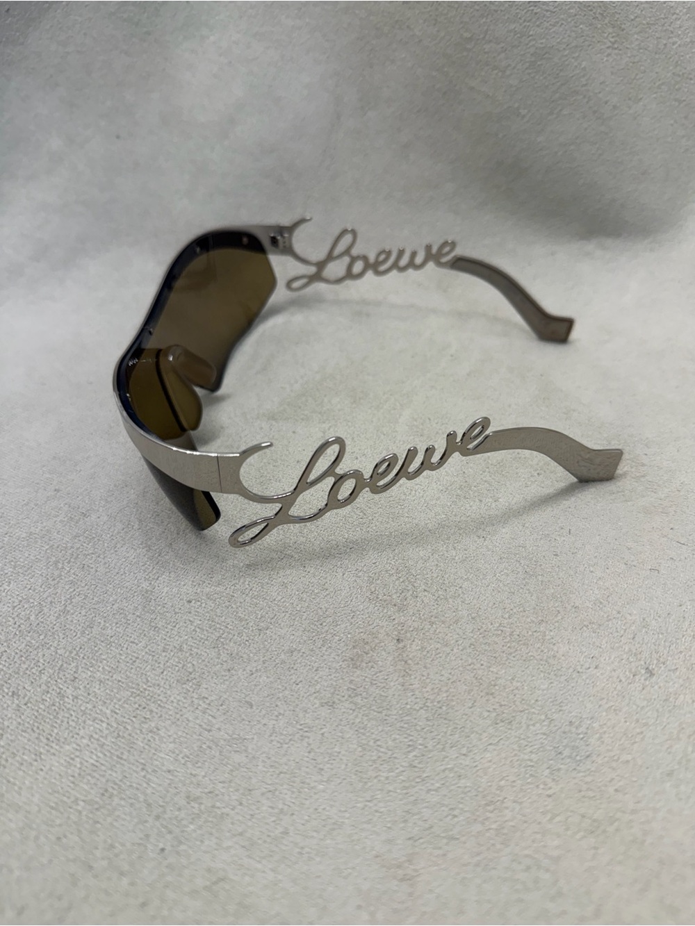 Loewe Silver Script Logo Sunglasses with Brown Lenses